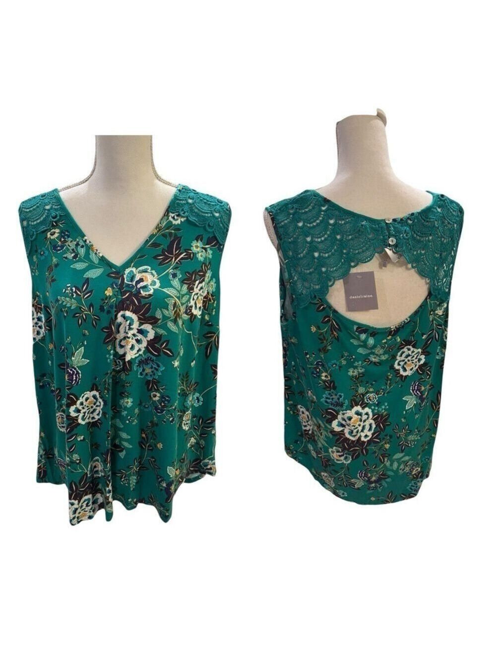 Daniel Rainn NWT Stitch Fix Green Floral Sleeveless Blouse Size 1X